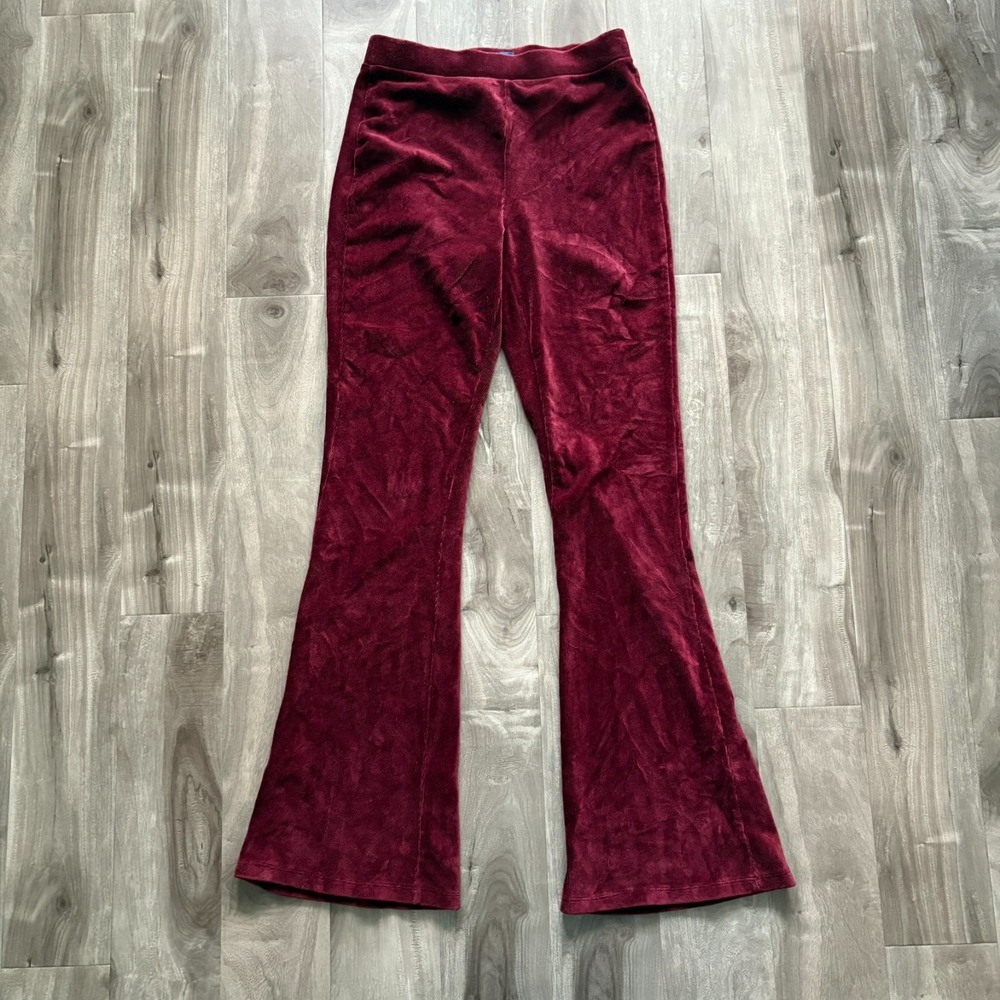 Arizona Jean Co Maroon Velvet Pants M Flared Leg Soft‎ Stretchy Corduroy Style